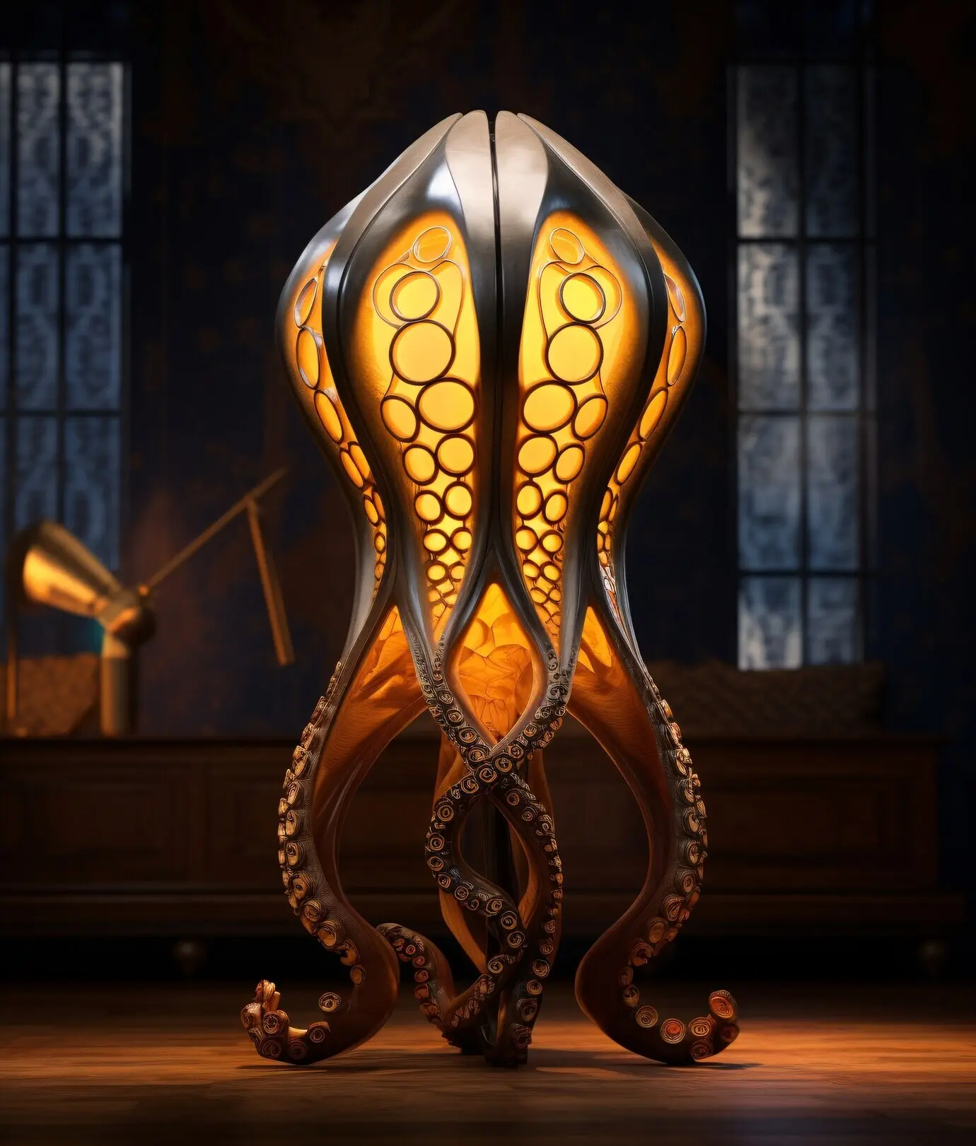 Bitte sende mir die ursprüngliche Beschreibung von „Dark style lamp design“, die ich auf Deutsch umformulieren soll.